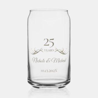 Verre Canette Cadeau personnalisé de 25e anniversaire de mariage