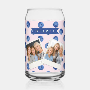 Verre Canette Cadeau Personnalisé Joli Aquarelle Myrtille Nom