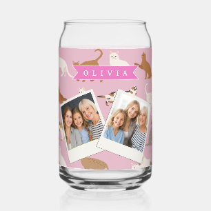 Verre Canette Cadeau Personnalisé Motif de Chat Rose Mignon pour