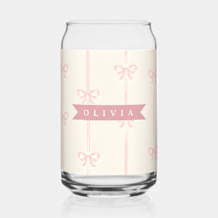 Verre Canette Cadeau Personnalisé Nœud Rose Élégant Coquette