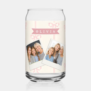 Verre Canette Cadeau Personnalisé Nœud Rose Élégant Coquette