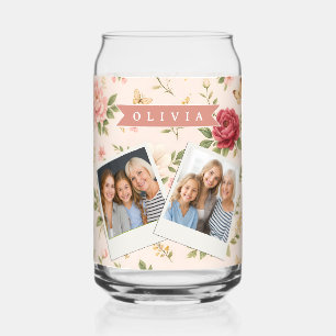 Verre Canette Cadeau Personnalisé Nom Romantique Floral Vintage