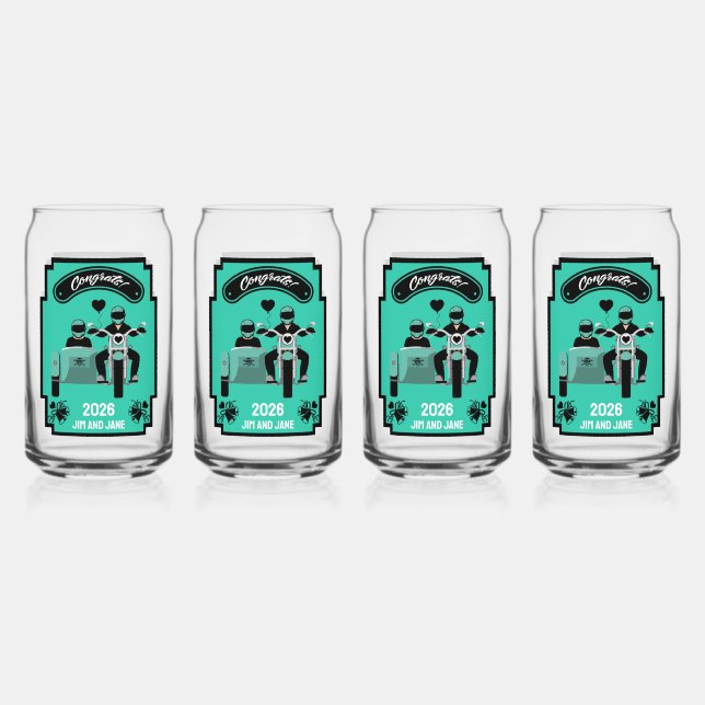 Verre Canette Cadeaux De Mariage De Moto Pour Couple (Recto)