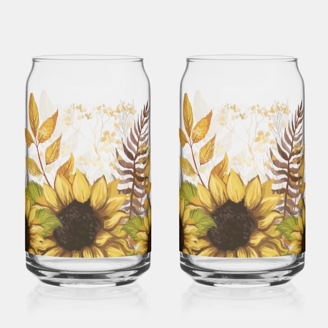Verre Canette Café glacé floral rustique & Été (Recto)