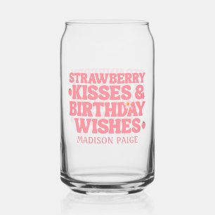 Verre Canette Câlins de fraises mignons Vœux d'anniversaire Fill