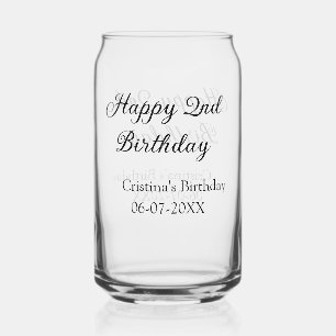 Verre Canette calligraphie simple minimum heureux 2e anniversair