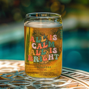 Verre Canette Calme et lumineux   Monogramme de Noël d'ananas