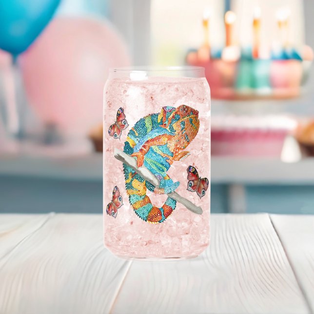 Verre Canette Caméléon aquarelle vibrant  (Insitu (Baby Shower))