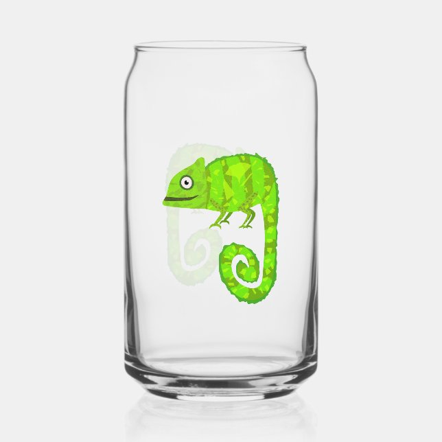 Verre Canette Caméléon mignon vert (Recto)