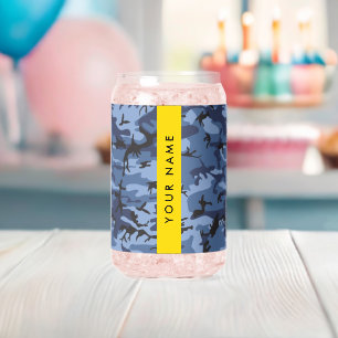 Verre Canette Camouflage Bleu Marine Personnalisez votre nom