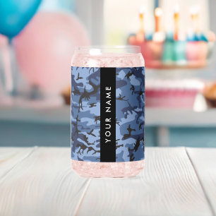 Verre Canette Camouflage Bleu Marine Personnalisez votre nom