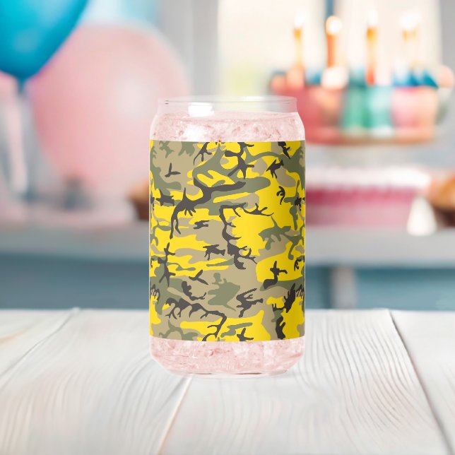 Verre Canette Camouflage jaune et vert, Militaire, Armée (Insitu (Baby Shower))