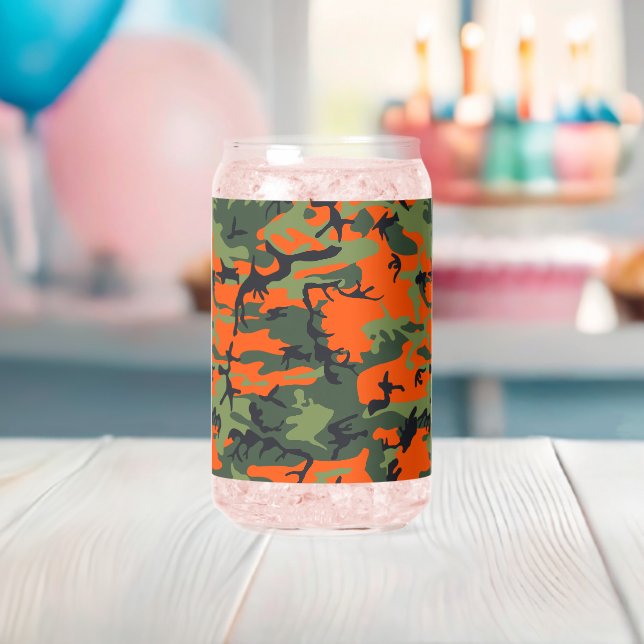 Verre Canette Camouflage orange et vert, Militaire, Armée (Insitu (Baby Shower))