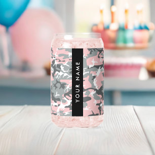 Verre Canette Camouflage rose et gris Votre nom Personnalisez