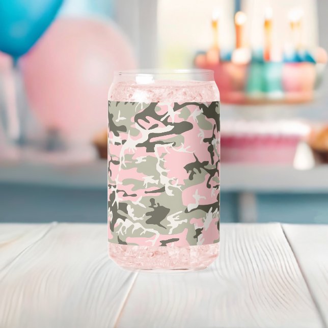 Verre Canette Camouflage rose et vert, Militaire, Armée (Insitu (Baby Shower))