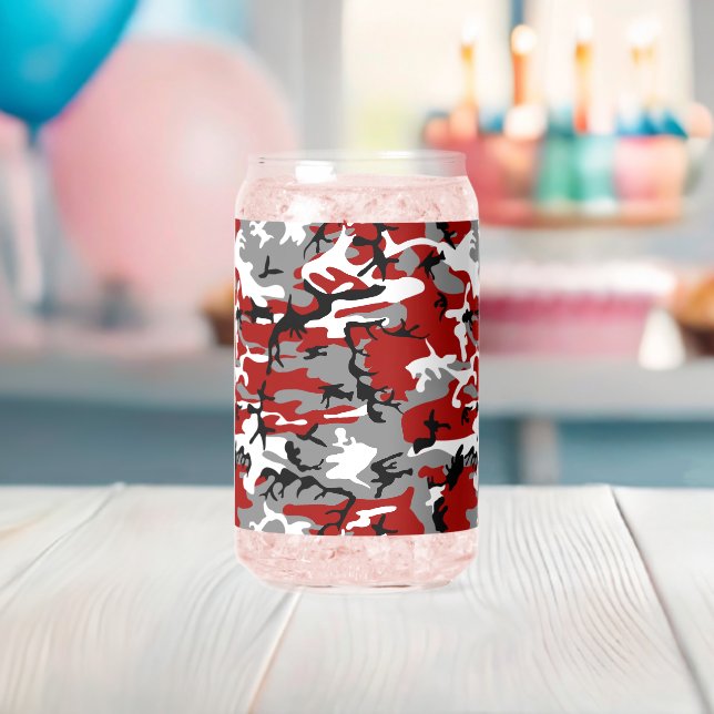 Verre Canette Camouflage rouge et gris, Militaire, Armée (Insitu (Baby Shower))