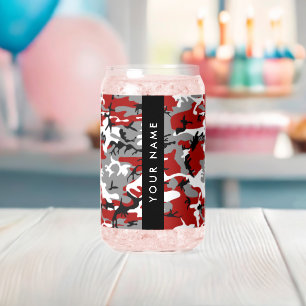 Verre Canette Camouflage rouge et gris Votre nom Personnaliser