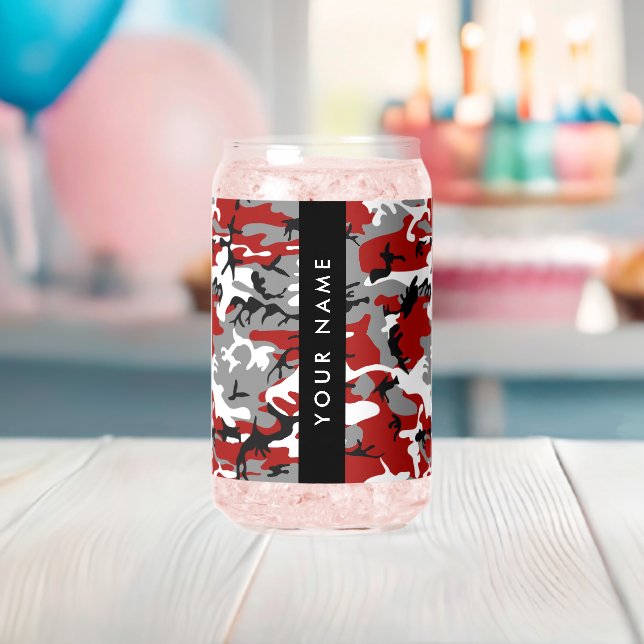 Verre Canette Camouflage rouge et gris Votre nom Personnaliser (Insitu (Baby Shower))