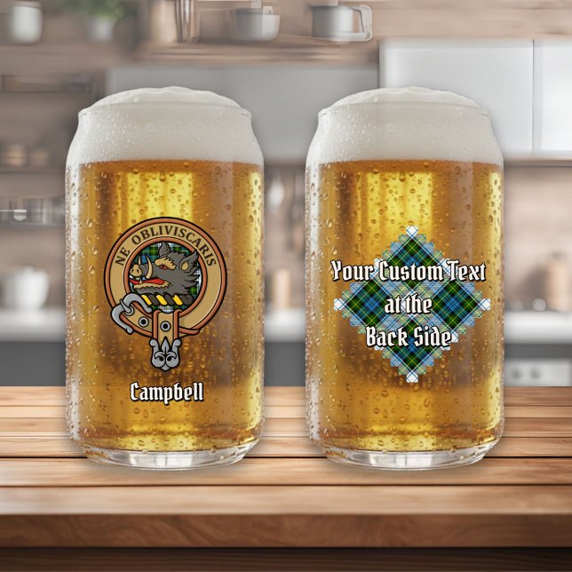 Verre Canette Campbell Crest au-dessus de Tartan (Créateur téléchargé)