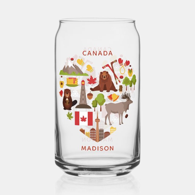 Verre Canette Canadian Love nom personnalisé (Recto)