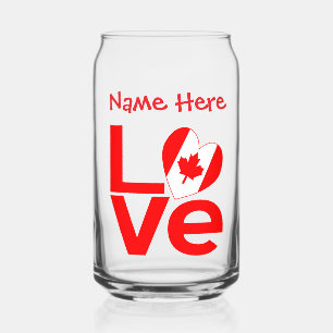 Verre Canette Canadian LOVE Rouge Personnalisé