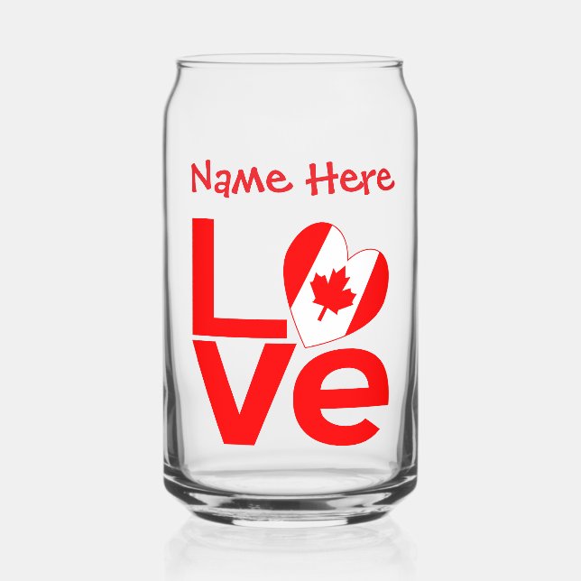 Verre Canette Canadian LOVE Rouge Personnalisé (Recto)