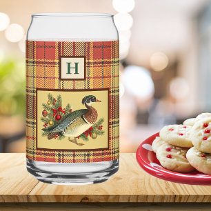 Verre Canette Canard branchu avec verdure festive de fêtes et ca