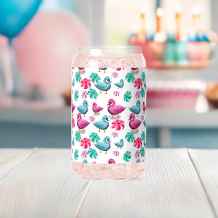 Verre Canette Canard mignon motif floral Kawaii rose bleu 