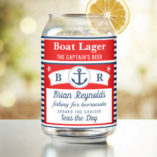 Verre Canette Capitaine Bateau Lager Beer Striped Ship Ancre Cus