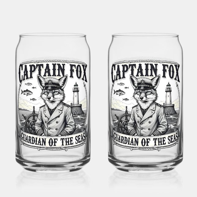 Verre Canette Captain Fox Guardian of Seas Nautical Design (Recto)