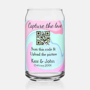 Verre Canette Capturez l'amour ajouter QR scan marbre rose bleu