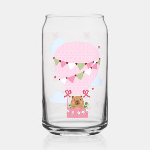 Verre Canette Capybara Mignon Montgolfière Rose