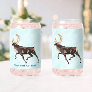 Verre Canette Caribou/Renne d'art populaire