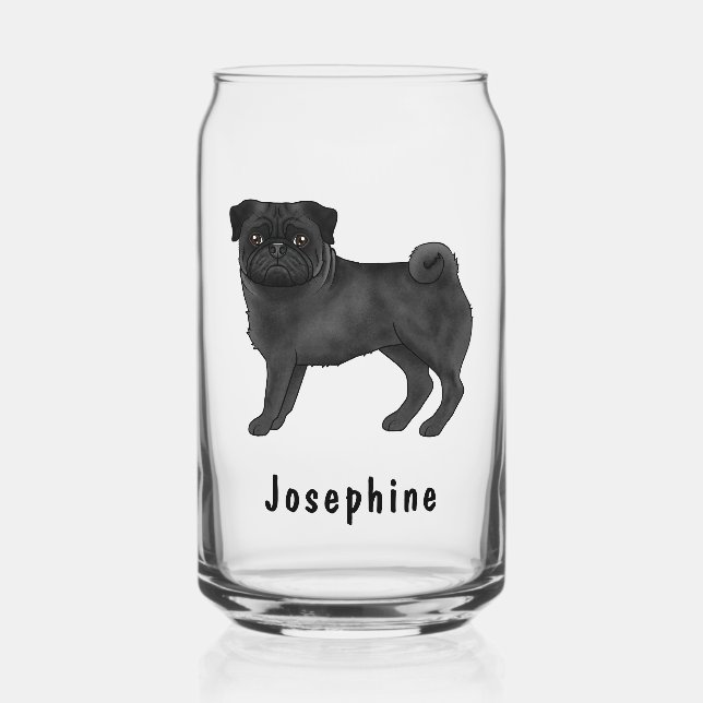 Verre Canette Carlin Noir Chien Cute Cartographie Mops Avec Nom  (Recto)