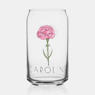 Verre Canette Carnation Janvier Fleur de naissance Nom personnal