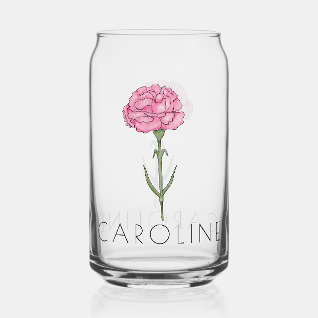 Verre Canette Carnation Janvier Fleur de naissance Nom personnal (Recto)