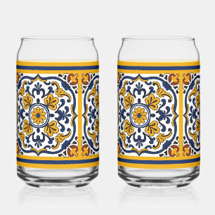 Verre Canette Carreaux de marguerite de Talavera