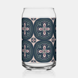 Verre Canette carreaux géométriques floraux de couleur terreuse