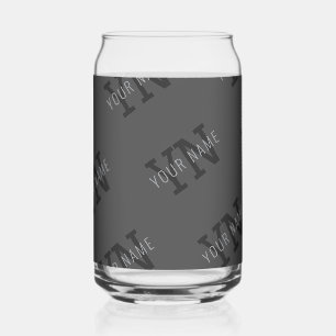 Verre Canette Carreaux modernes gris foncé avec monogramme de no