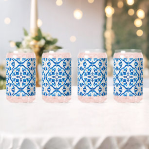 Verre Canette Carrelage Bleu Méditerranéen Motif - Elégant Azule