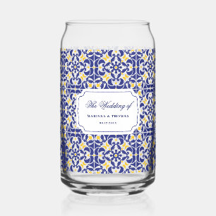 Verre Canette Carrelage méditerranéen Bleu & Jaune Mariage Cadea