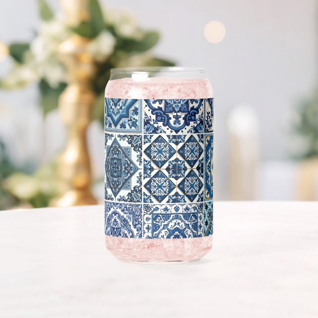 Verre Canette Carrelage méditerranéen, Portugais, Azulejo, Majol (Insitu (Mariage))