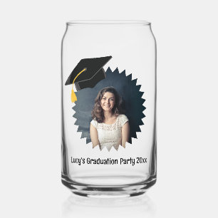 Verre Canette Casquette de graduation de texte et de photo perso