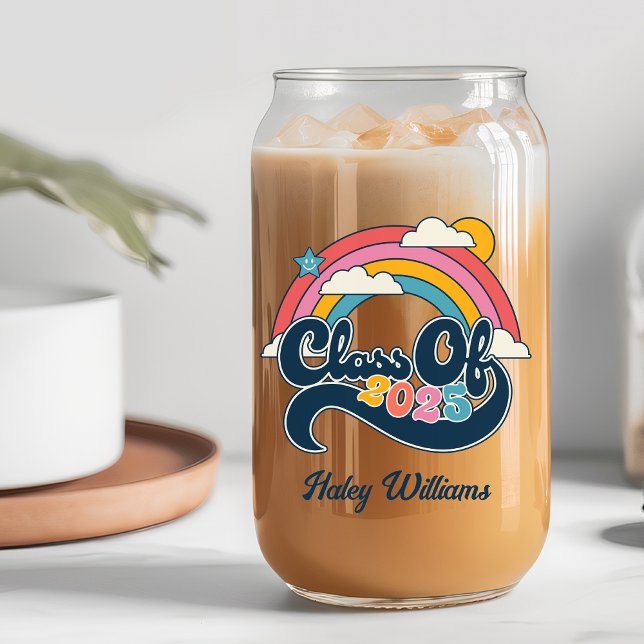 Verre Canette Catégorie de cadeaux pour aînés 2025 Nom personnal (Class of 2025 Seniors Gift Personalized Name Can Glass
)