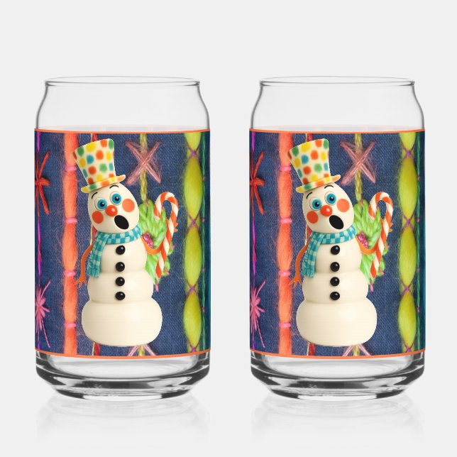 Verre Canette Ceramic Scarf Snowman Soda Glass (Recto)