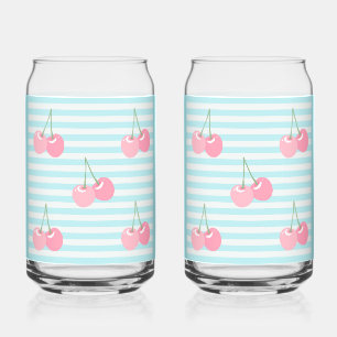 Verre Canette Cerises Roses Été