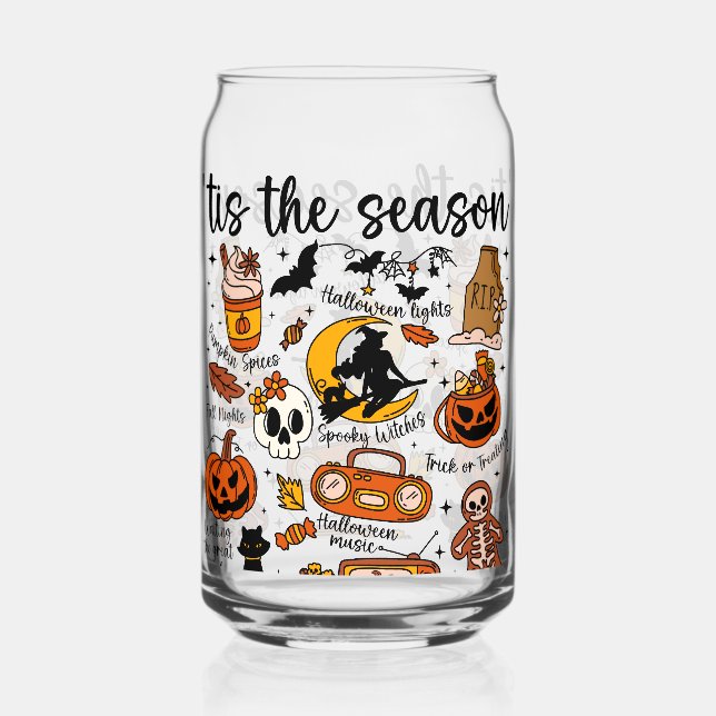 Verre Canette 'C'est la saison Halloween Doodles (Recto)