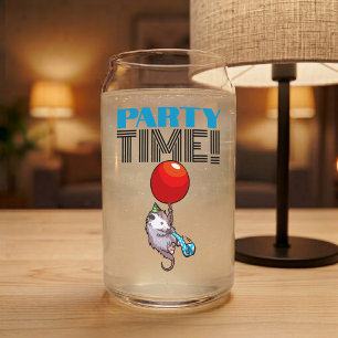 Verre Canette C'EST L'HEURE DE FAIRE LA FÊTE ! Possum de fête dr