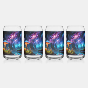 Verre Canette Champignons Aliens bioluminescents sur une planète