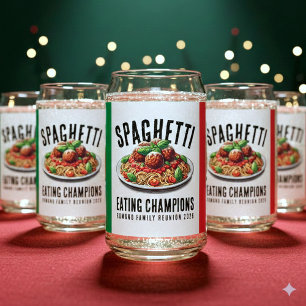 Verre Canette Champion de la famille drôle qui mange des spaghet